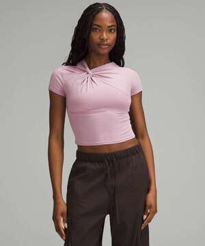NWT Lululemon Asymmetrical Front-Twist T-Shirt Rose Blush Size Medium